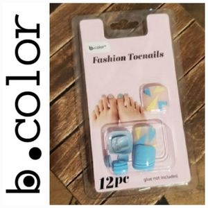 2/$5 B•Color 12pc. Fashion Toenails-Blue & Yellow Accent **bundle bonus
